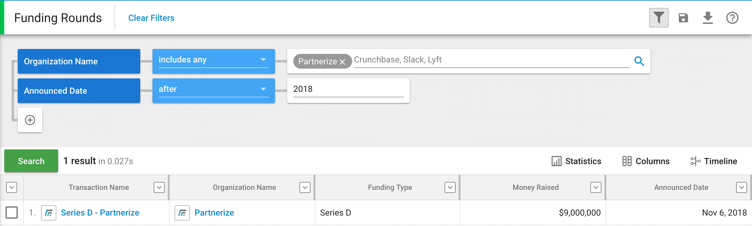 Identify a trigger event with Crunchbase pro