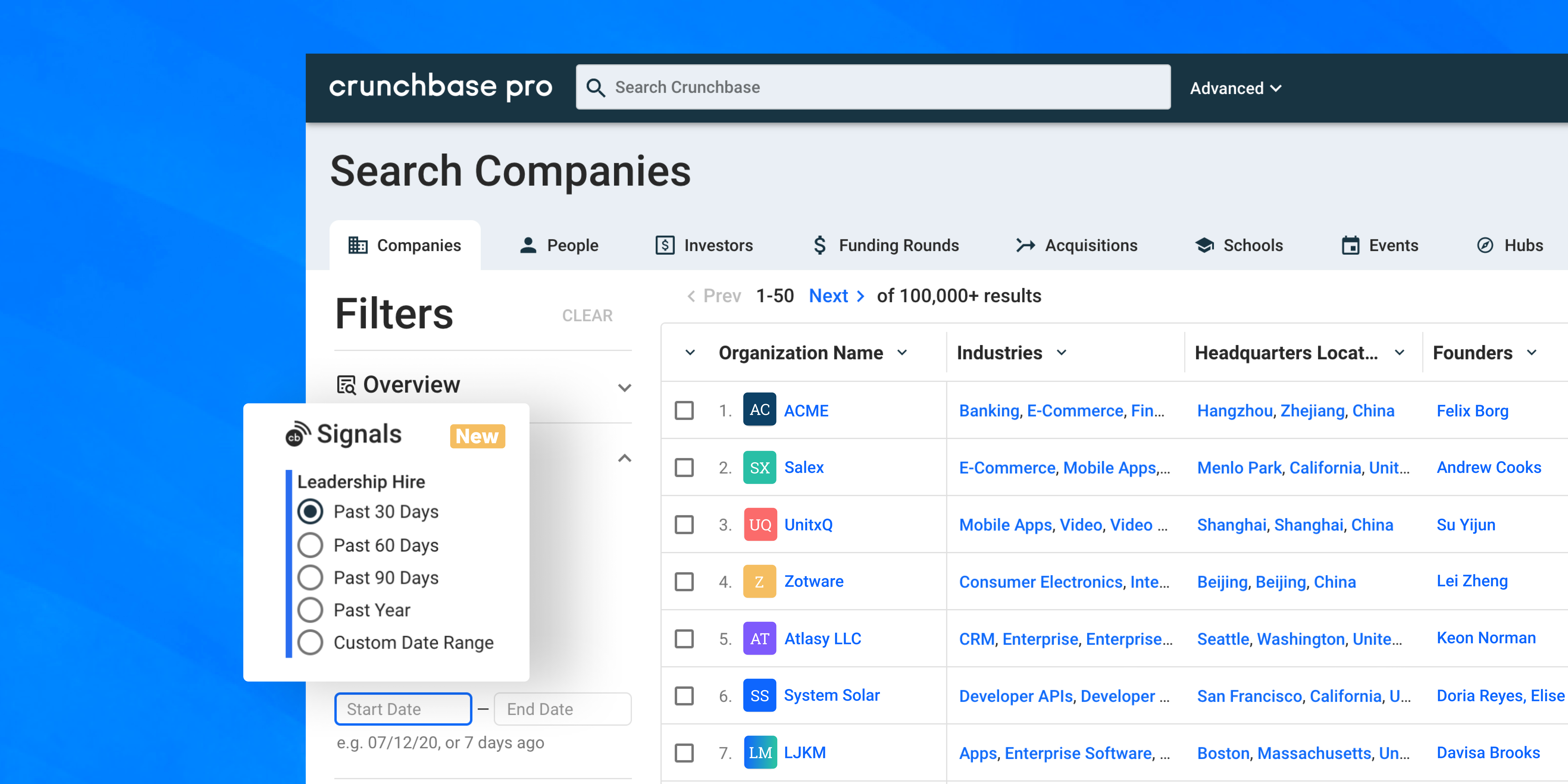 Leadership hire signal in-product screenshot