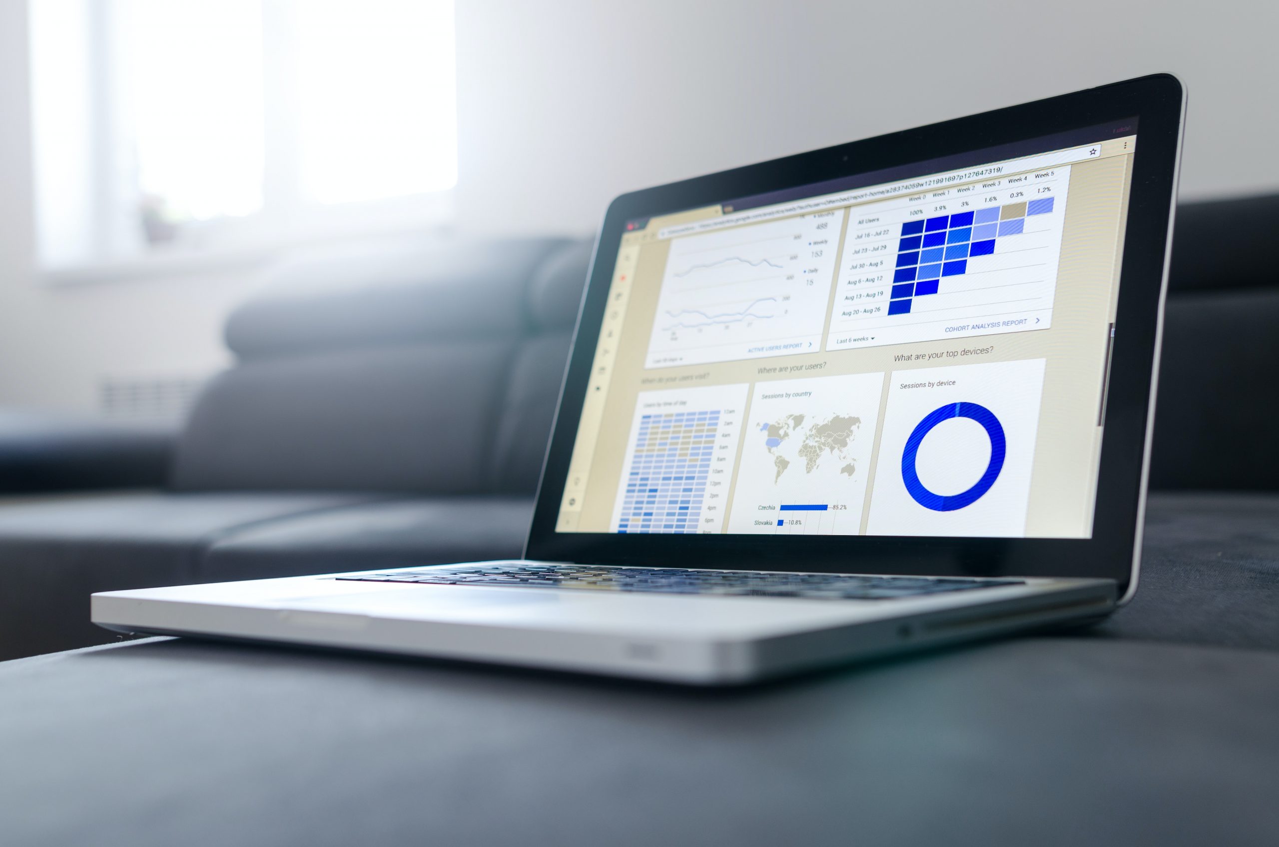 sales data on laptop computer