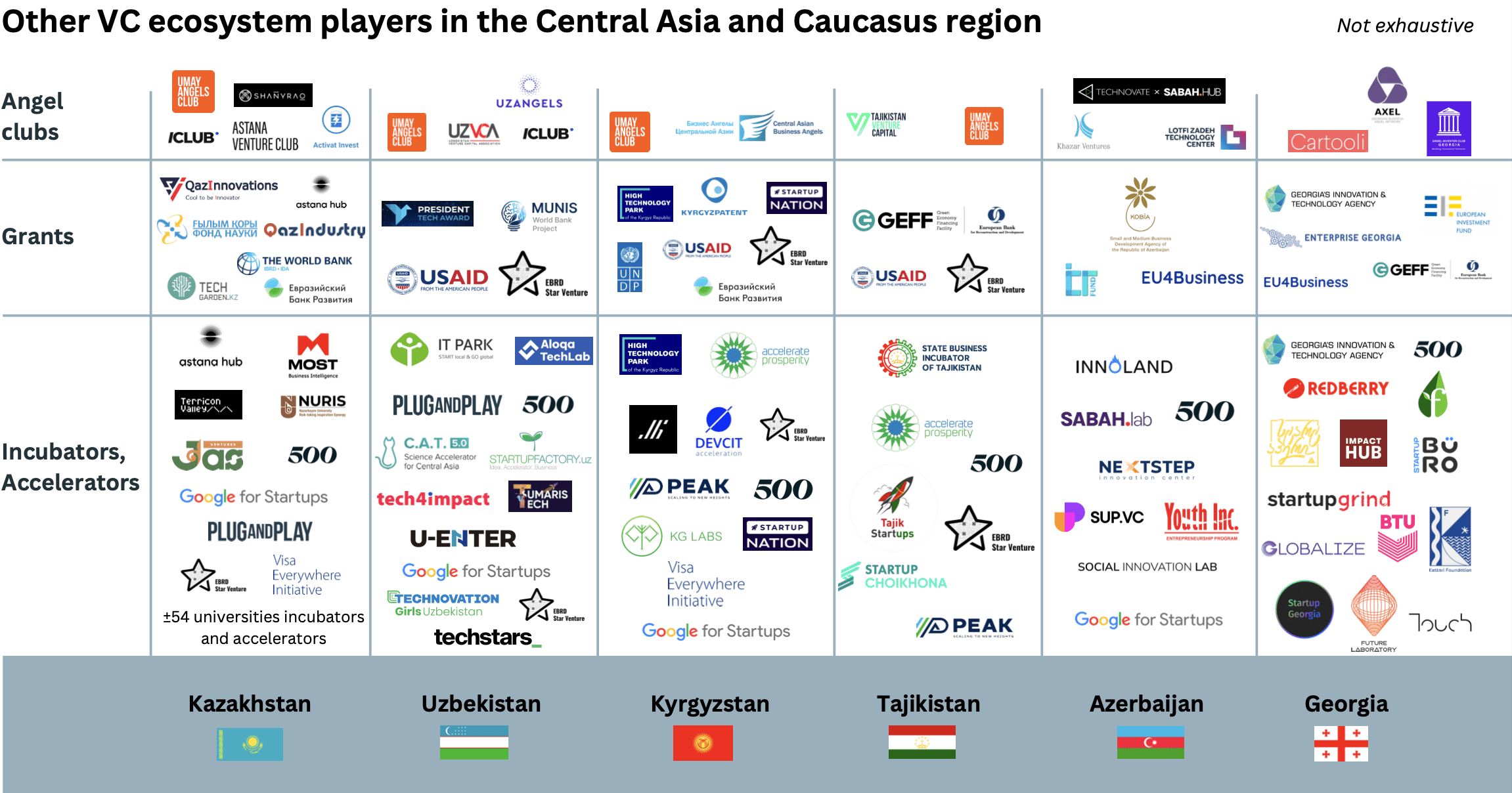 Other VC ecosystem players in the Central Asia and Caucasus region