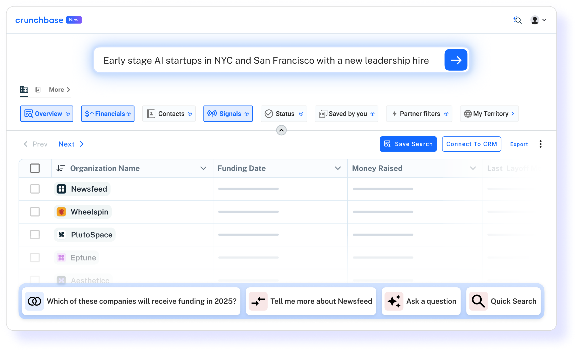 Crunchbase predictive intelligence advanced search